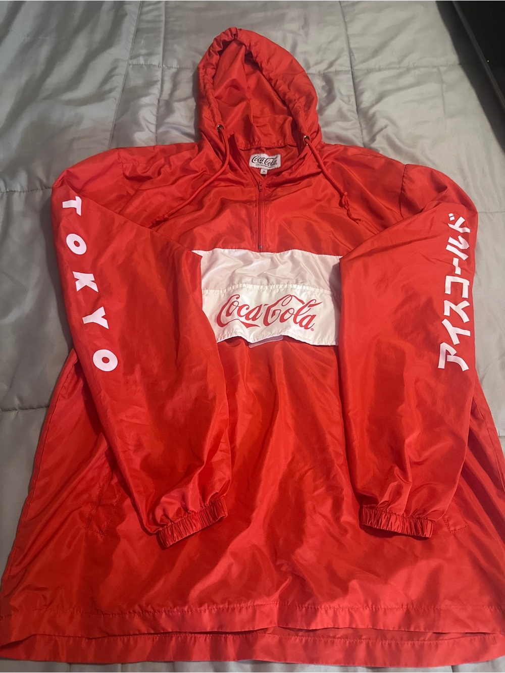 Coca Cola Red Hooded Tokyo Logo Windbreaker